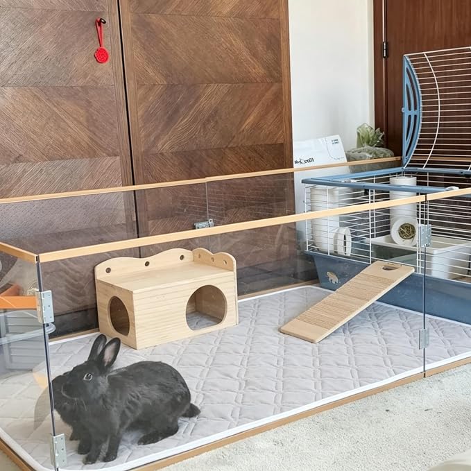 2 Pack Guinea Pig Cage Liners, 48" x 32" Washable Guinea Pig Pee Pads, Reusable Super Absorbent Non-Slip Training Mat Bedding for Small Animals - Hamster, Rabbit, Chinchilla, Rat (Gray)