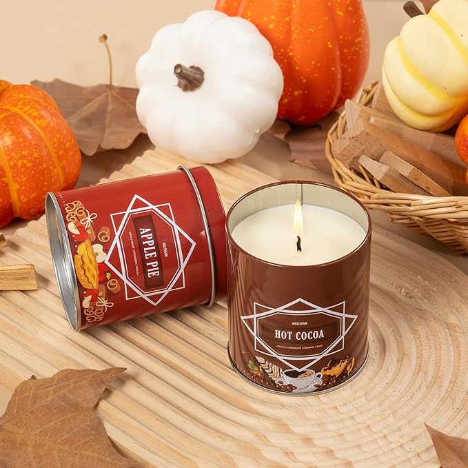 Hot Cocoa Fall Scented Candle – 9 oz Soy Wax in Travel-Friendly Reusable Tin, Non-Toxic & Clean Burning, 50-Hour Burn – Cozy Autumn Fragrance, Holiday Gift & Fall Decor for Women & Men