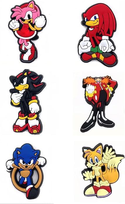 Hedgehog Character Shoe Charms, 6-Piece Set, Decorative Gaming Accessories