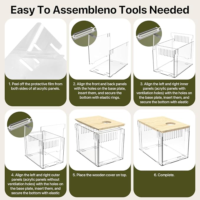 Fully Detachable Hamster Digging Box, Removable Acrylic Panels & Wooden Lid, Extra Deep Clear Panoramic Burrow, Dual-Side DIY Habitat, L Size for Syrian Hamsters, Gerbils, Degus