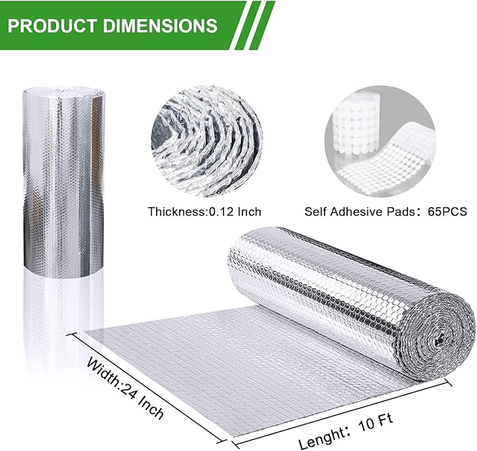 Double Bubble Reflective Insulation,Window Insulation for Winter, 23.6" x 10 Ft RV Insulation for Heat Insulation,Thermal Insulation Shield