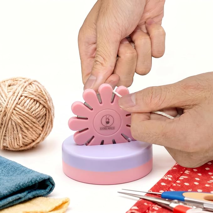 Sizobi Pink Magnetic Pin Holder with Thread Cutter, Blade Saver | Double-Sided Magnetic, 12 Cutting Point, Concealed Blade, Vertical Placement, Multi-functional Storage, Flower-shaped Design