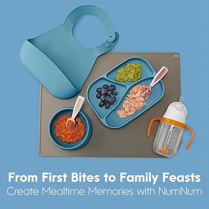 NumNum Baby Spoons Set, Baby Essentials Pre-Spoon GOOtensils for 6+ Months, First Stage Self-Feeding Spoons for Baby Led Weaning (BLW), Silicone Toddler Utensils, BPA-Free, 3 Pack Little Rainbow