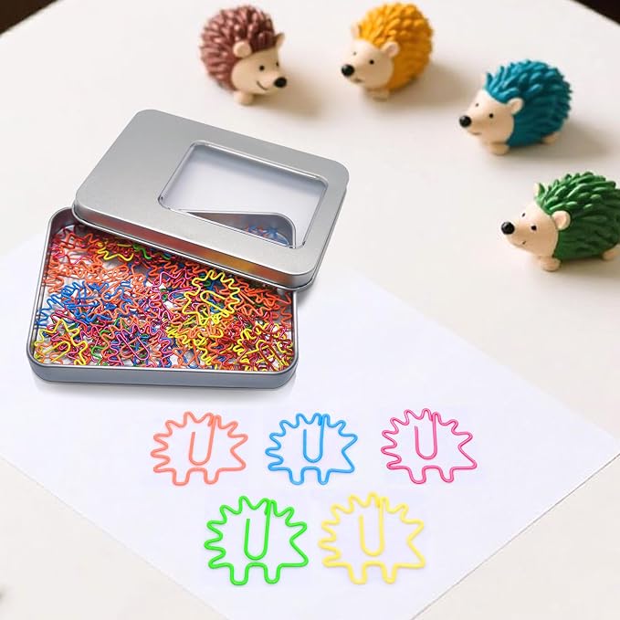 Cute Hedgehog Paper Clips Bookmarks 60 Pcs, Hedgehog Gifts | Decorative Office Supplies and Desk Accessories, Cute Hedgehog Gifts for Women, Teachers, Students and Hedgehog Lovers