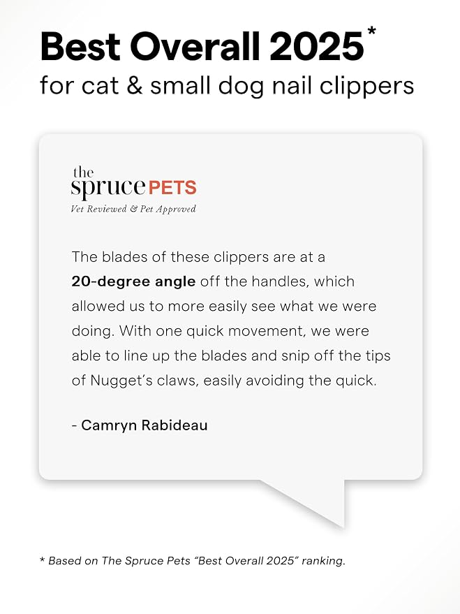 Pet Nail Clippers for Indoor Cats & Small Animals - Precision Angled Blades & Steady Grip - Ideal for Kittens Tiny Dogs Rabbits Birds - Nail Trimmer & Claw Scissors for Home Grooming - eBook + App