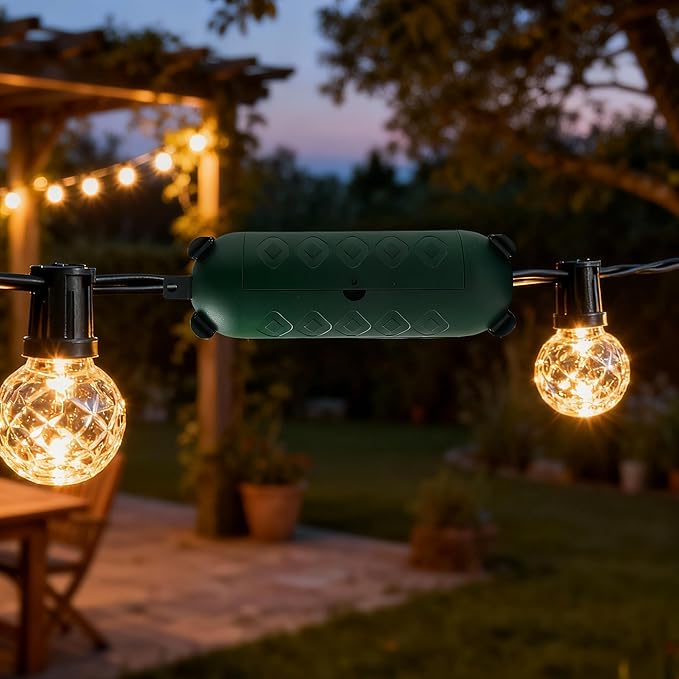 Outdoor Extension Cord Cover IP44 Waterproof, Weatherproof Extension Cord Protector Box for Outdoor Plug & Outlet, Ideal for Christmas Lights, Garden Tools, Patio, Green