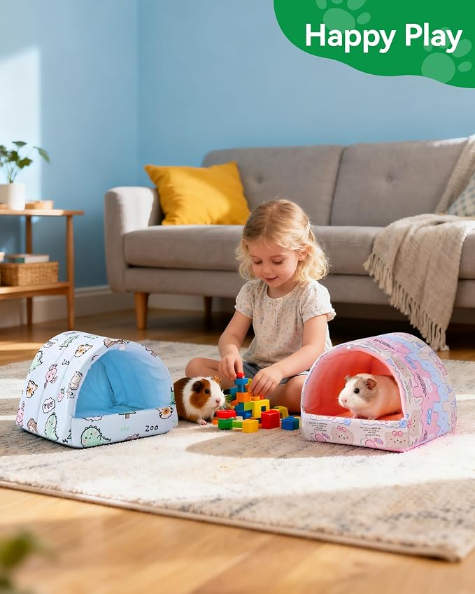 2 PCS Hamster Hideout,Washable Hamster Bed Hamster Bed Hut Hamster House, Small Animal Cage Accessories for Mouse Hedgehogs Ferrets Bearded Dragons and Rats