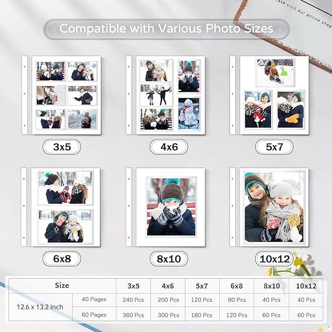 Popotop Large Photo Album Self Adhesive 4x6 5x7 8x10 Scrapbook Album DIY Picture Book,Gifts for Mom,Family Baby and Wedding,with Metal Pen and Plastic Board