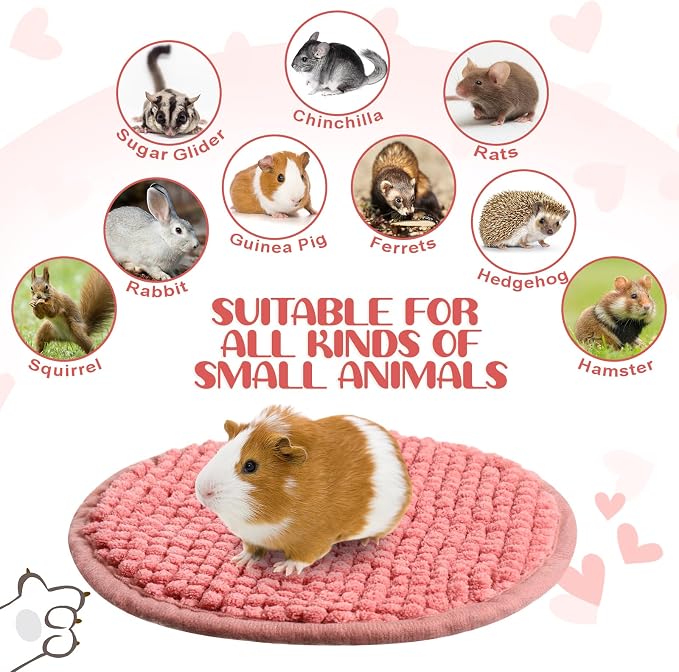 Amylove 4 Pcs Guinea Pig Cage Liner 7.8 Inch Round Washable Chenille Pee Pads Pet Dog Cat Bedding Training Mat Reusable for Small Animals Puppy Bunny Hamster Chinchilla