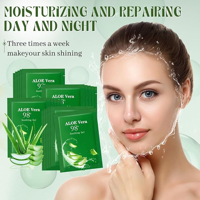 30 Pcs Travel Size Aloe Vera Gel 98% Organic After Sun Moisturizer for Face, Body, Soothing Hydrating Lotion Bulk for Winter Vacation, Guests Skin Care Gifts