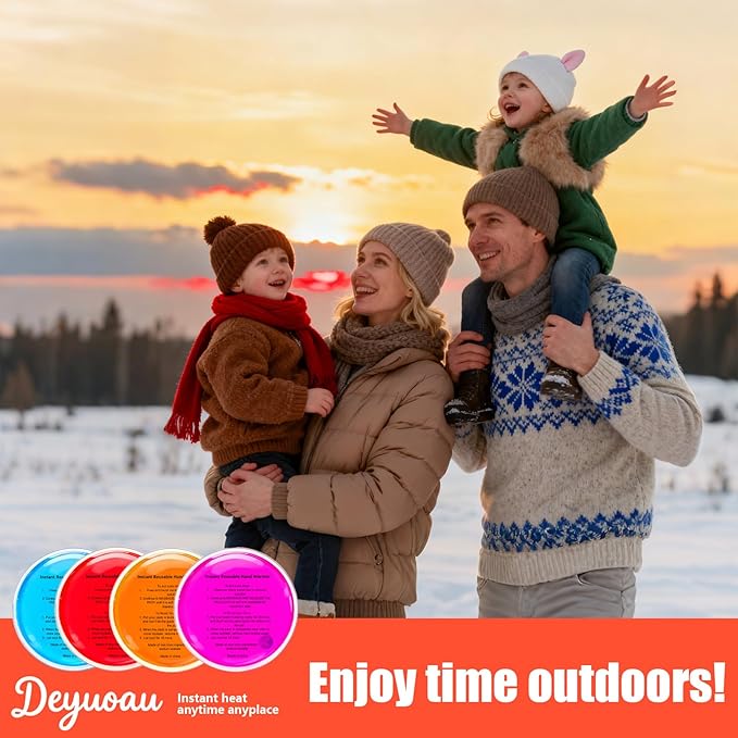 Reusable Hand Warmers, Pocket Heat Packs - Fast Heating & Long-Lasting Cycle Heat Packs for Outdoor Camping, Hiking & Golf - Compact Pocket-Sized Warmers