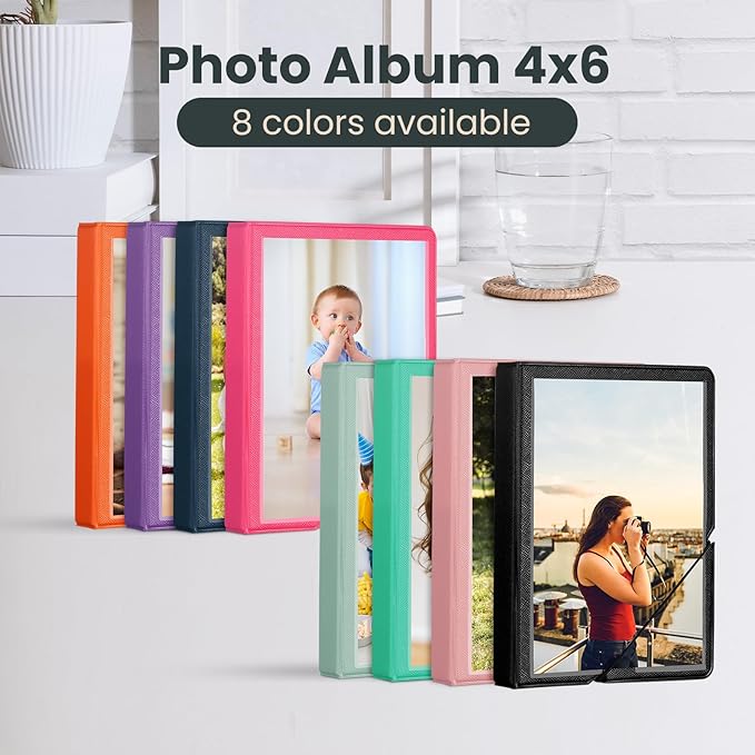 Lifting 2 Pack Small Photo Album 4x6 28 Pockets Plastic 4 x 6 Photo Book Album with Customizable Cover Mini Picture Album for Family Wedding Anniversary Baby Vacation (Ink Black)