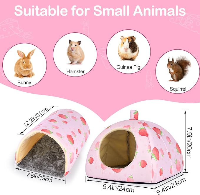 Bienbee Guinea Pig Hideout, 2 Piece Washable Set for Small Animals Large | Guinea Pig Bed With Soft Plush, Resilient Padding, and Easy Machine Washing for Resting Hiding and Tunnel Playing