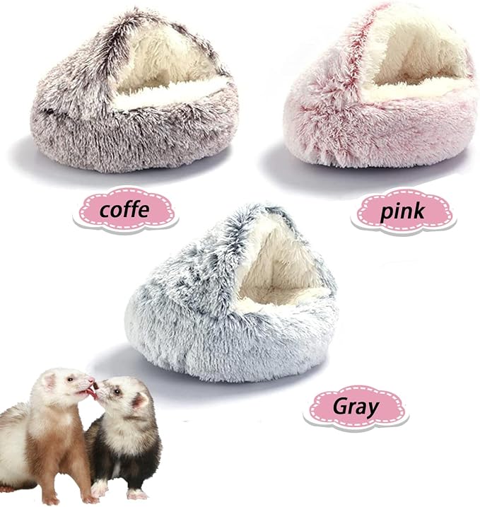 Ferret Bed Cave Bed and Hideout,Ferret Hideaway Bed Accessories for Cage(Brown)