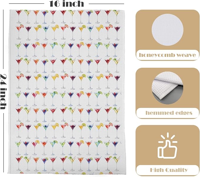 Dirty Martini Kitchen Towels - Cocktail Party Decorative Waffle Dish Towels, Martini Decorations Hand Tea Towel, A Tiny Bit Older Party Decor, 16x24 Inch