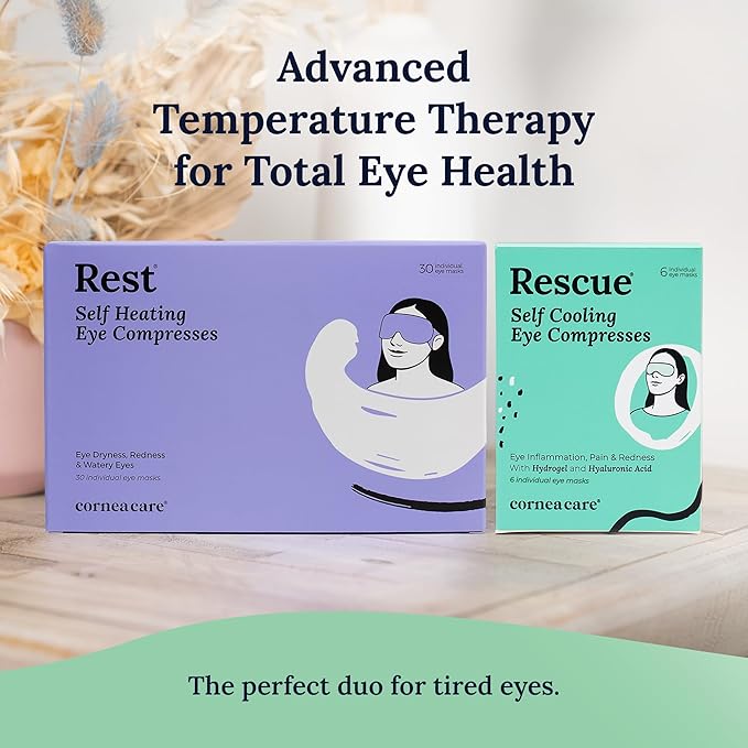 CorneaCare Rescue: Hydrogel Self Cooling Compress | Cold Eye Masks for Puffy Eyes | Self Cooling Eye Compress for Fast Relief | Travel Ready | 6 Count