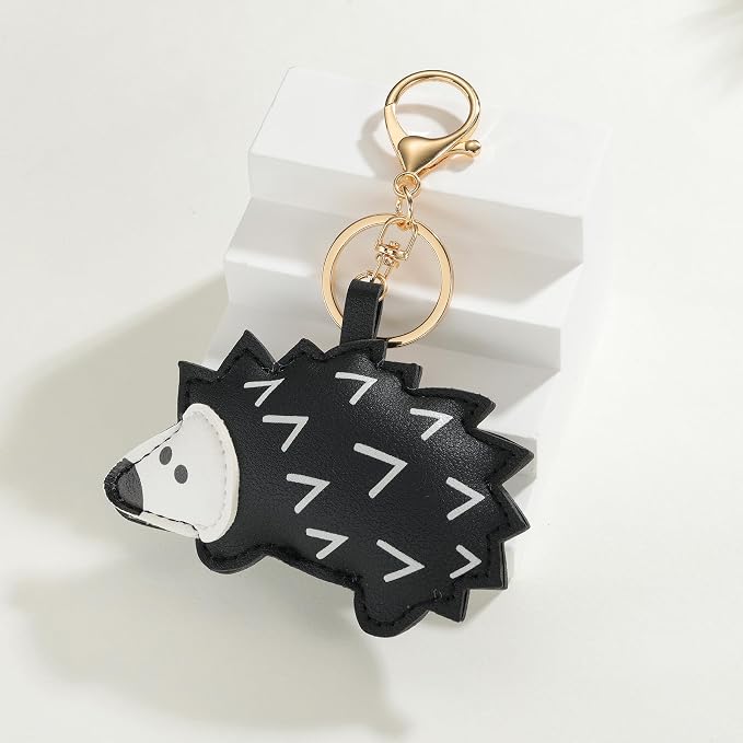3D Hedgehog Bag Charm PU Leather Cute Charms for Car Key Purse Handbags Keychain Accessories Bestie Gift