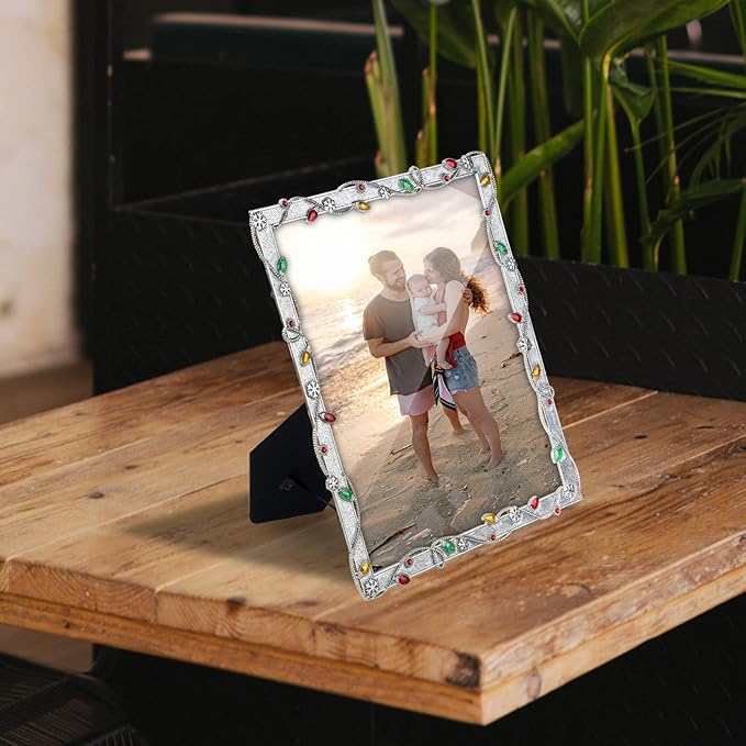 LARAINE Picture Photo Frame 8x10 Metal 2025 Christmas High Definition Display Pictures for Tabletop Home Decorative Holiday Gift (Silver,8x10)