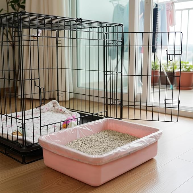 50 PCS Disposable Plastic Cage Liners, Small Animals Leak Proof Toilet Film Litter Pan Bags Film Litter Box Liner for Rabbits, Guinea Pigs, Chinchillas, Hedgehogs, Birds