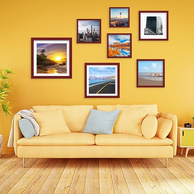 12x12 Wood Picture Frames for Wall Hanging or Tabletop,Diamond Painting Frame Baby Scan Picture Frames with 2 Mats Display 8x8 or 10x10 for Family Walls Decoration,Anniversary,Wedding,Christmas(Red)