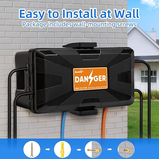 Blumway Medium Outdoor Electrical Box (10 x 5.9 x 3.7 inch), IP54 Waterproof Outdoor Outlet Covers Weatherproof,Fluorescent Label,Covers Protect Outlet,Plug,Power Strip,Timer,Socket,Holiday Light
