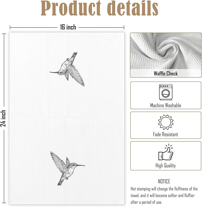 Vintage Hummingbird Decor Gifts Hand Towels for Home, Sketch Hummingbird Birds Decorative Hand Towels for Bathroom Kitchen,Hummingbirds Humming Bird Gifts for Women