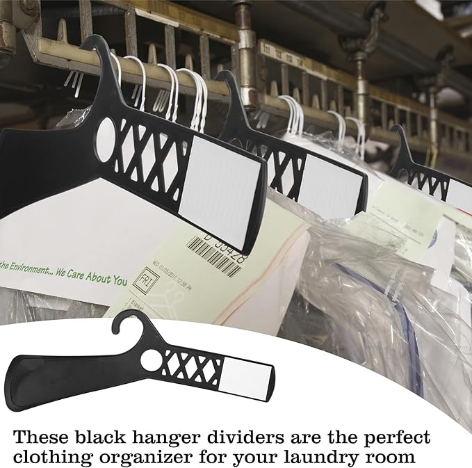 25 Pcs Large Closet Dividers and 50 Pcs White Blank Cards 18 Inch Clothing Rack Size Dividers for Hanging Clothes, Black Garment Rack Tag for Clothes Organization