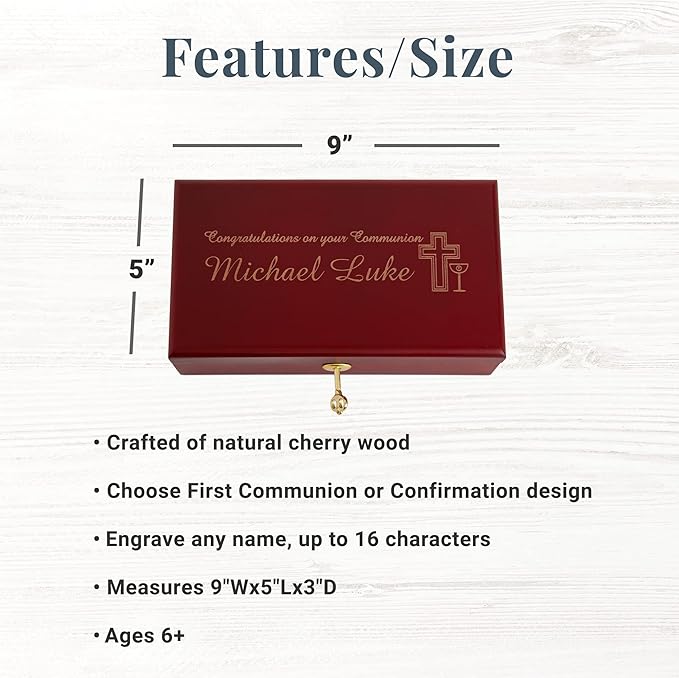 Let's Make Memories Personalized Locking Heirloom Confirmation Keepsake Box – Memento Storage – Celebrate Faith – Engrave with Name