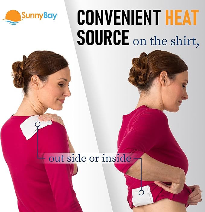 SunnyBay Adhesive Heat Patches for Neck, Knee, and Upper or Lower Back, Air-Activated Heat Pads for Menstrual Cramps, Stiffness, Sprains, and More, Stick to Clothing, 5x3 inches, 15 Count