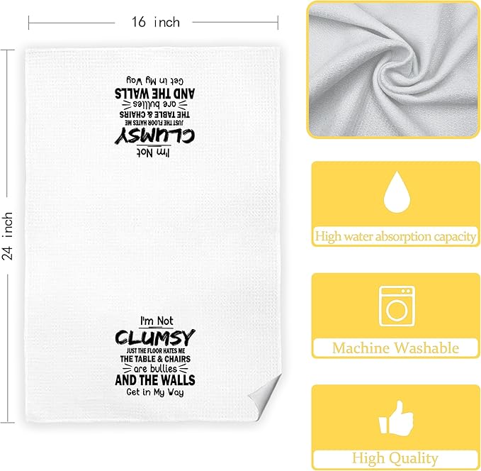 Funny Sarcastic Kitchen Towels - I'm not Clumsy Dish Towels with Saying for Kitchen, Funny Kitchen Decor, Sarcastic for Women, 16x24