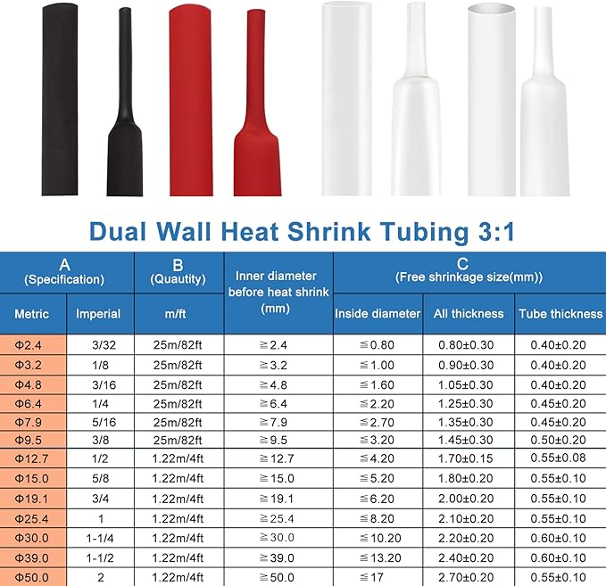 XHF UL Listed 1-1/2 Inch (39mm) 3:1 Waterproof Heat Shrink Tubing Marine Grade Wire Cable Adhesive Lined Tube Insulation Seal Against Moisture Corrosion and Air Leakage, 4 Ft Black