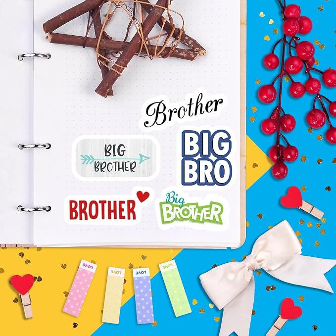 Big Brother Stickers for Water Bottle and Laptop - Big Brother Party Supplies & Decorations, Waterproof Vinyl Decals, Sibling and Family Stickers, Gifts for Women & Men