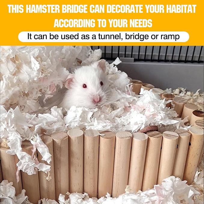 Hamster Suspension Bridge Toy,Small Animal Climbing Toys,Chinchilla Cage Natural Wood Flexible Platform Toy,Suitable for Hamsters, Chinchillas, Guinea Pigs, Birds, Small Animals