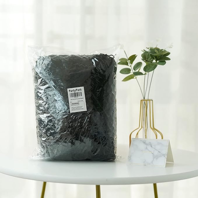 Bobobag - 1LB Crinkle Cut Paper Shred Filler Recyclable Gift Wrap Confetti Raffia Grass Shred Paper for Easter Baskets Filler Creative Eggs Decor (Black)