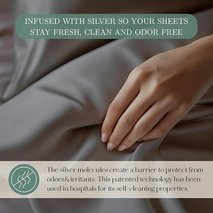 CASILVA Eucalyptus Sheets - Infused with Silver for Anti-Odor, Softer Than Silk Fibers, More Cooling Than Cotton - Perfect for Hot Sleepers & Sensitive Skin - 100% Tencel Lyocell - Full Sheet Set