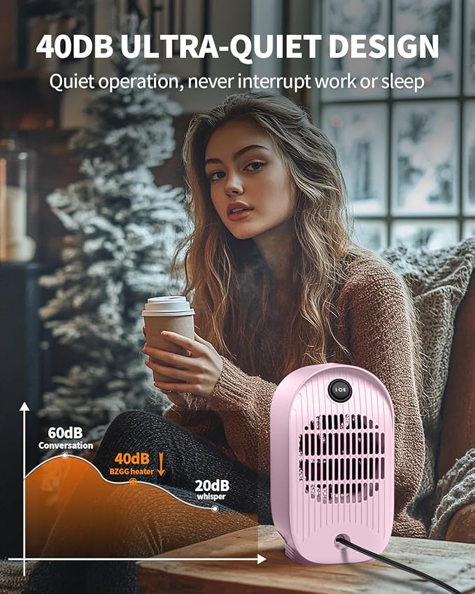 Space Heater, Portable Small Heaters for Indoor Use, Electric Desk Heater with Overheat and Tip-Over Protection, Mini Personal Heaters for Home Office Workspace