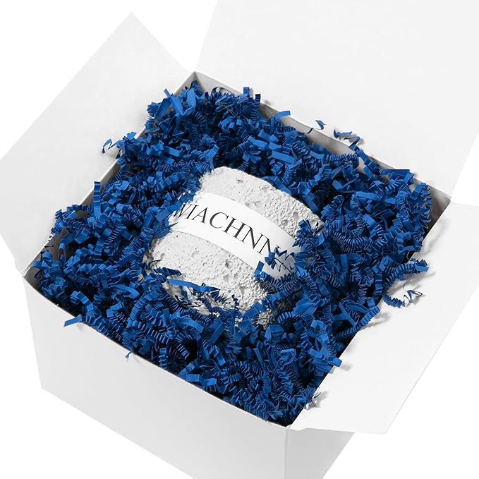 1/2 LB Crinkle Cut Paper Shred Filler 8 oz Dark Blue Crinkle Shredded Paper for Gift Box - Gift Basket Bag Filler - Grass Cushion Stuffing for Father's day, Birthday Packaging Wrapping