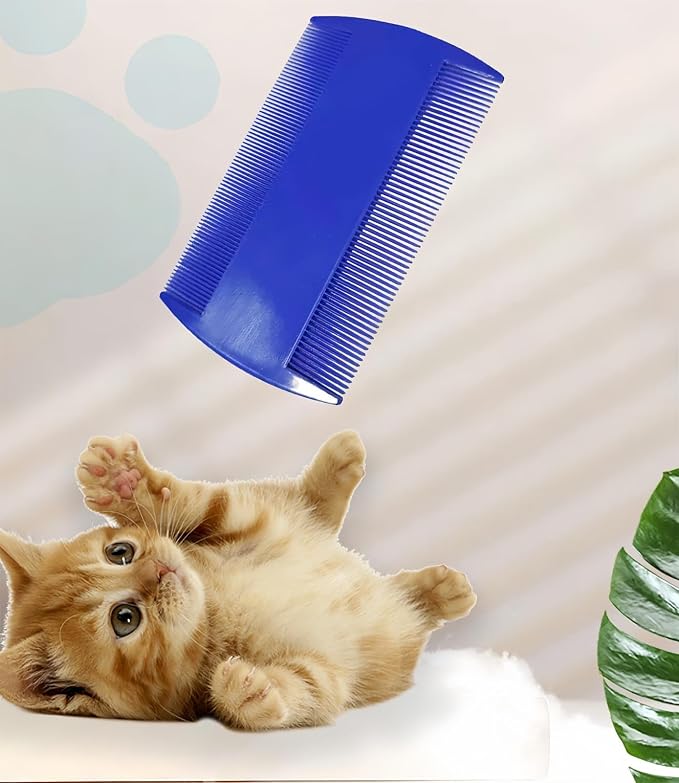 Yumflan 5 Pack Fine Tooth Flea Comb for Cats, Dogs & Puppies | Double Sided Design, Assorted Colors, Durable Plastic, Smooth Rounded Teeth, Easy to Clean, Ideal for Daily Grooming
