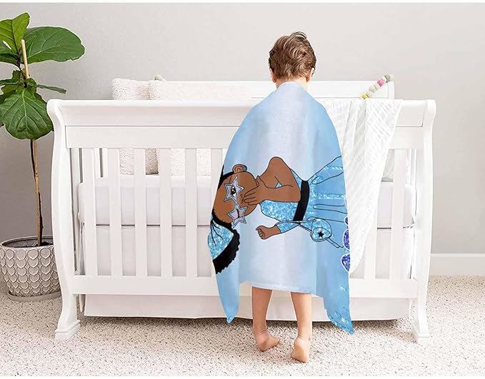 D-Story Custom Name Blanket Personalized Blanket and Throws Black Girl Blanket Customized Blankets with Name Text for Adult Kids Gift for Newborn, Toddler on Baby Birthday