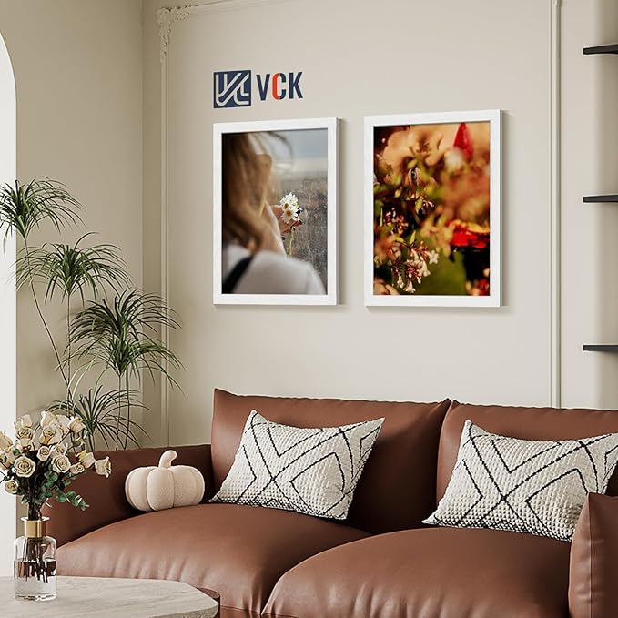 VCK 16x20 Picture Frames white Set of 6, Wide Border Wood Poster Frame, Multi-Directional Display Family Photos, Office Prints, Studio/Gallery Artwork, Woodgrain Series, Wall Hanging