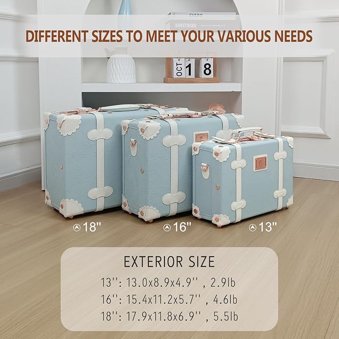 Unitravel Baby Keepsake Case, Handmade Memory Storage Box, Newborn Keepsake Box, Vintage Suitcase for Baby Shower, Baptism, Naming Ceremony or Birthday