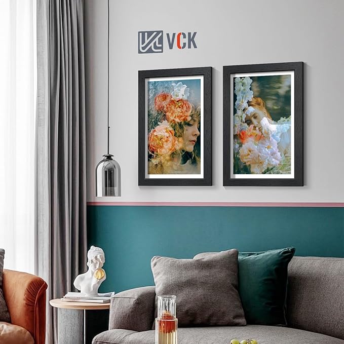 VCK 11x17 Picture Frames Black Set of 6, Wide Border Wood Poster Frame, Multi-Directional Display Family Photos, Office Prints, Studio/Gallery Artwork, Woodgrain Series, Wall Hanging