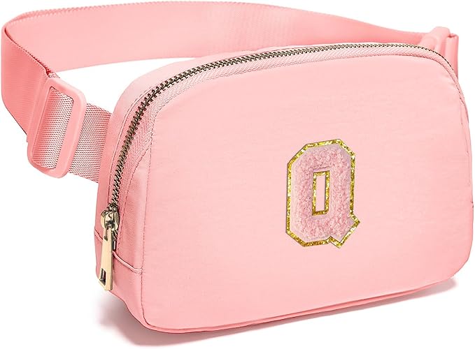 Gitus Customizable Gifts for Girls Age 6-8 8-10 Belt Bag Fanny Pack with Initial for Girls Birthday Gifts for Teenager Girls Teen Girl Gifts Trendy Stuff (Light Pink-Q)