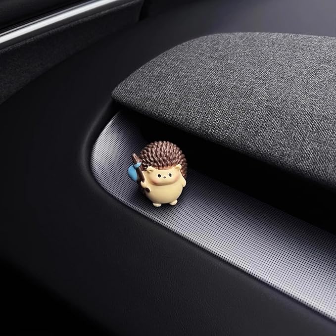 Little Hedgehogs with Apple Car Dashboard Decorations, Rear View Mirror Accessories Car Dash Decor, Cute Animal Ornaments Dashboard Accessories