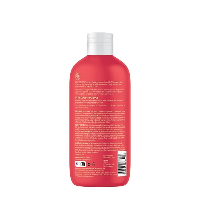 ATTITUDE Bubble Wash for Kids, EWG Verified Bubble Bath, Hair Shampoo and Body Soap, Dermatologically Tested, Plant- and Mineral-Based, Vegan, Mango, 16 Fl Oz (Pack of 6)