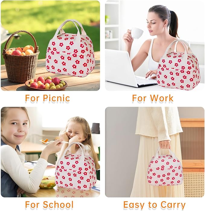 Lunch Bag for Women Men Girl,Large Cute Corduroy Lunch Tote Bags - Reusable Insulated Lunch Box for women with Handle, Leakproof WaterProof Design for Office, School, Work,Picnic.