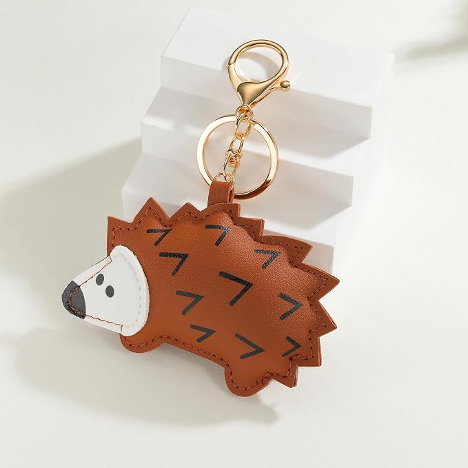 3D Hedgehog Bag Charm PU Leather Cute Charms for Car Key Purse Handbags Keychain Accessories Bestie Gift