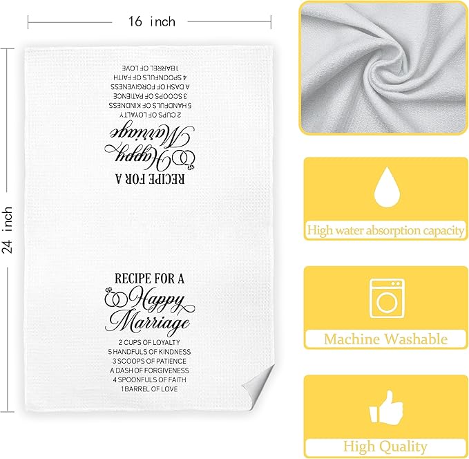 Bride Towel, Just Married Funny Dish Towels for Kitchen, Wedding Dish Towels, Just Married Gifts for Couples Newlyweds Wife Husband Bride, 16x24 in
