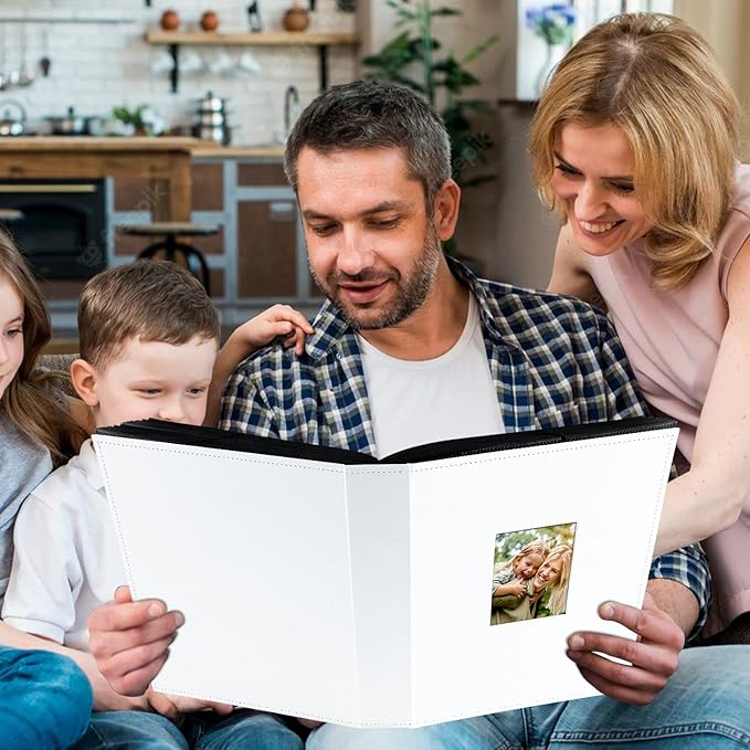 Ywlake Photo Album 4x6 400 Pockets, Leather Photo Albums Holds 400 Vertical Pictures Only White