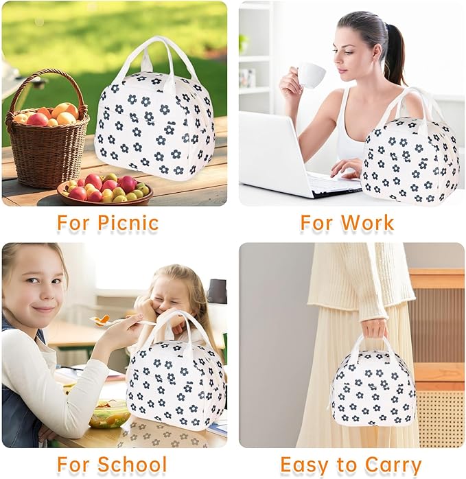 Lunch Bag for Women Men Girl,Large Cute Corduroy Lunch Tote Bags - Reusable Insulated Lunch Box for women with Handle, Leakproof WaterProof Design for Office, School, Work,Picnic.
